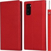 Voor Samsung Galaxy S20 Litchi Textuur Horizontale Flip Top Layer Koeienhuid Lederen Case met Houder & Kaartsleuven & Portemonnee & Riem & Draad Winder (Rood)