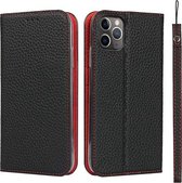 Litchi-textuur Horizontale flip-toplaag koeienhuid lederen tas met houder en kaartsleuven & portemonnee & riem & draadwinder voor iPhone 11 Pro (zwart)