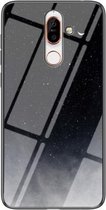 Voor Nokia 7 Plus Sterrenhemel Geschilderd Gehard Glas TPU Schokbestendige Beschermhoes (Sterrenhemel Halve Maan)