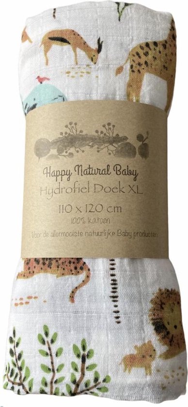 Happy Natura baby Hydrofiel Doek XL Jungle- Inbakerdoek