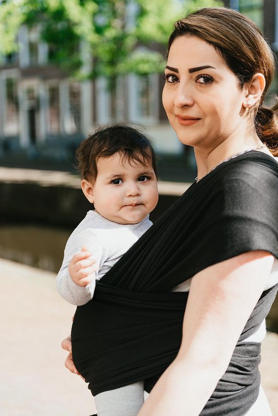 Baby Garden draagdoek zwart - Ergonomisch - Original - Inclusief slabbetje