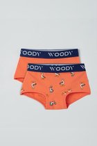 Woody short duopack meisjes - koraalroze + koraalroze zeemeeuw all-over print - 211-1-SHD-Z/091 - maat 98