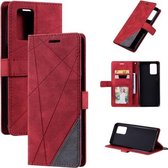 Voor OPPO Realme V13 5G Skin Feel Splicing Horizontale Flip Lederen Case met Houder & Kaartsleuven & Portemonnee & Fotolijst (Rood)