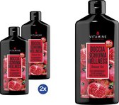 Vitamine - Douchegel granaatappel en zwarte bes 400 ml Vegan, Natuurlijk en Biologisch X2