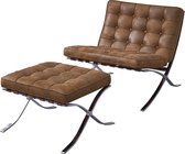 Barcelona Chair + Hocker - Vintage Bruin - Paviljoen - Design