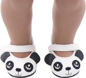 Dolldreams | Panda schoentjes geschikt voor babypop met een lengte van circa 43 cm zoals Baby Born - Zwart wit schoenen met oogjes en oortjes