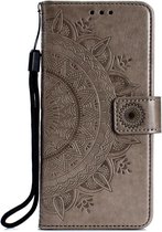 Shop4 - Samsung Galaxy S21 Plus Hoesje - Wallet Case Mandala Patroon Grijs