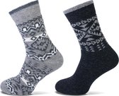 2 paar lekker warme sokken grijs/wit en zwart/grijs motief 36-42 Teckel