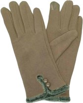 Fleece gevoerde dames handschoenen slangenprint kleur okergeel zwart maat M L