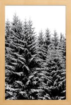 JUNIQE - Poster in houten lijst Besneeuwde kerstbomen -20x30 /Grijs &