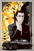 JUNIQE - Poster met kunststof lijst Goldfinger -40x60 /Geel & Grijs