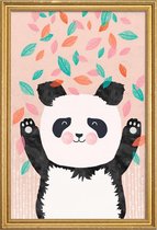 JUNIQE - Poster met houten lijst Panda kinderkamer illustratie -20x30
