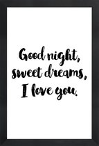 JUNIQE - Poster met houten lijst Sweet Dreams -13x18 /Wit & Zwart