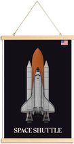 JUNIQE - Posterhanger NASA space shuttle raket -40x60 /Grijs & Zwart