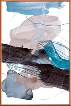 JUNIQE - Poster met kunststof lijst Blauw en Grijs - abstract -40x60