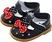 Dolldreams | Schoentjes geschikt voor oa Baby Born - Zwarte schoenen met rood strikje met polkadots - Poppenschoentjes 7 cm