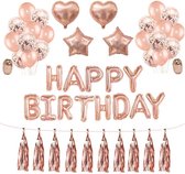 Verjaardag set rose 49st. | Happy Birthday feestpakket | slingers | Rose verjaardag
