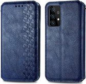 Samsung Galaxy A52 Luxe Book Case Hoesje met Patroon - Kunstleer - Pasjes Houder - Magneetsluiting - Samsung Galaxy A52 - Blauw