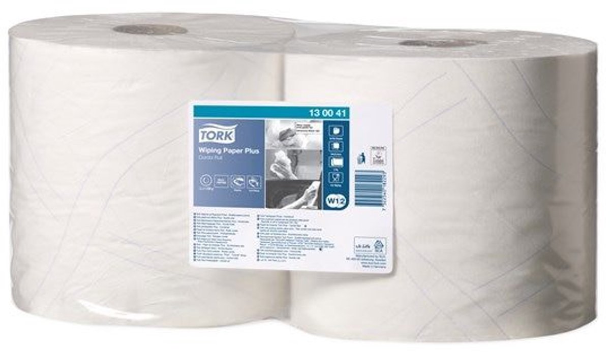 Goedkoopste Tork Adv. Wiper 420 Perform. 2-lgs wit 255 mtr x 24 cm doos à 2 rollen /750 vel (130041