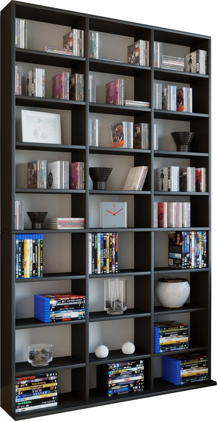 VCM Support CD DVD en bois Bibliothèque Étagère Médias Paravent Étagère Deco Megosa XL Support CD DVD en bois Bibliothèque Étagère Médias Paravent Étagère Deco Megosa XL