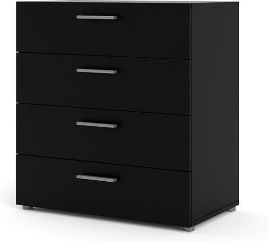 Commode Petra à 4 tiroirs, noir mat.