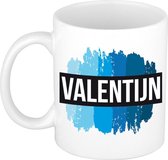 Valentijn naam cadeau mok / beker met  verfstrepen - Cadeau collega/ vaderdag/ verjaardag of als persoonlijke mok werknemers