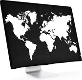 kwmobile hoes geschikt voor 27-28" Monitor - beschermhoes voor beeldscherm - Wereldkaart design - wit / zwart