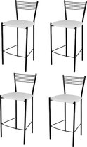 Tommychairs Elegance - Eetkamerstoelen - Set van 4 - Zwart & Wit - Kunstleer & Metaal