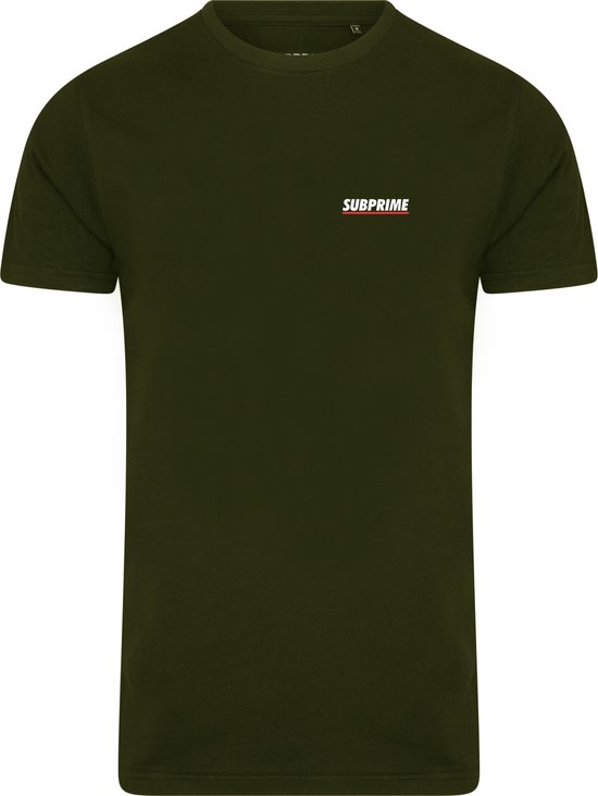 Subprime - Heren Tee SS Shirt Chest Logo Army - Groen - Maat S