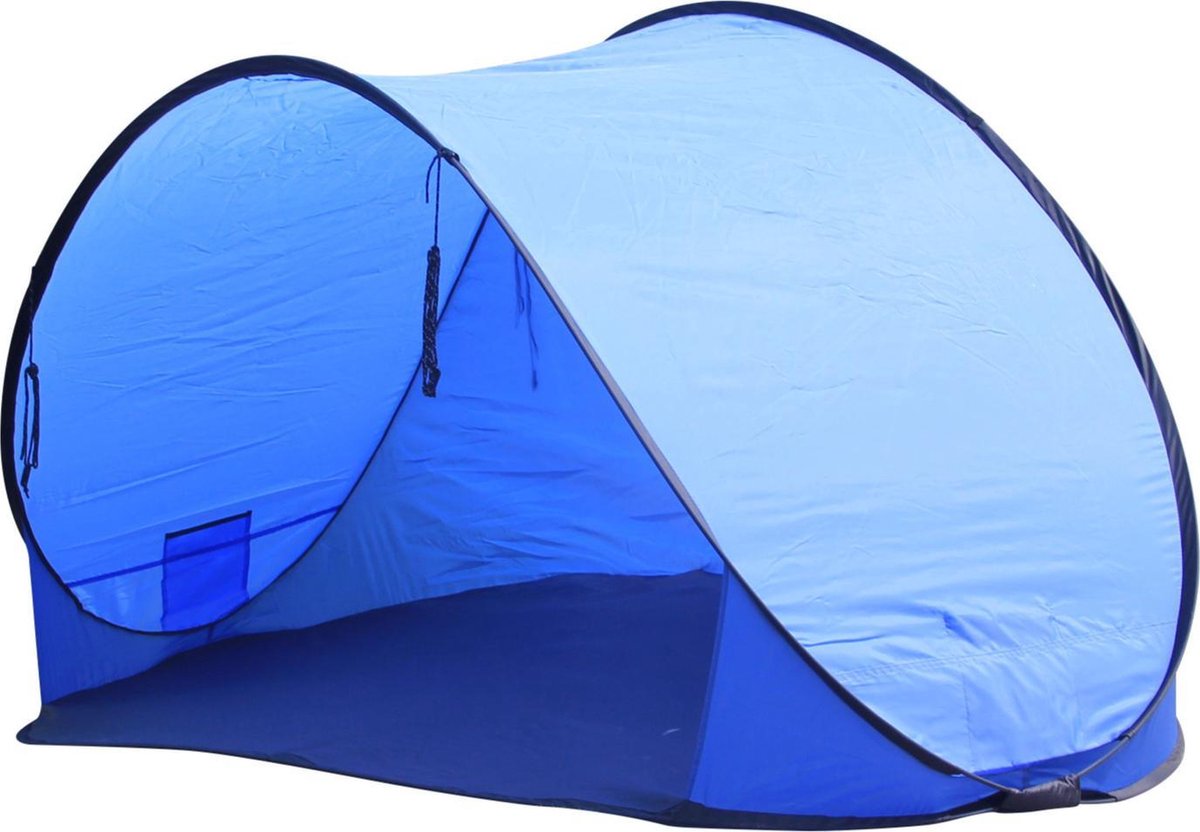 Beachshelter pop-up windscherm blauw 200 x 100 cm - Strandtent - Zon/wind bescherming voor kinderen