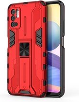 Voor Geschikt voor Xiaomi Redmi Note 10 5G Supersonic PC + TPU Schokbestendige beschermhoes met houder (rood)