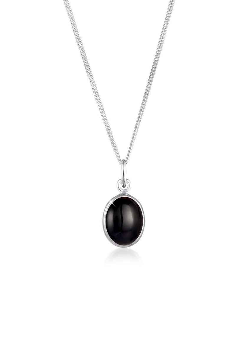Elli - Halsketting - Dames Eenzaam Hanger Basis met Onyx Zwart in 925 Sterling Zilver - Dames