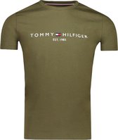 Tommy Hilfiger T-shirt Groen Aansluitend - Maat XS - Heren - Herfst/Winter Collectie - Katoen