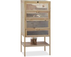 Hamsterkooi 3 etages houten knaagdierhok met klepjes - 120x60x40 cm - XXL natuurlijke knaagdierenkooi