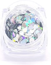 Holografische nail glitter - 3D vorm - hart - silver/zilver