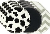 Breast Pads Wasbare Zoogcompressen - zwart zigzag koeienprint - 12 stuks