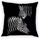 Dieren kussenhoes Zebra - Black and White - Fotoprint - Sierkussen - 45x45 cm
