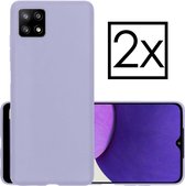Samsung Galaxy A22 Hoesje (5G) Back Cover Siliconen Case Hoes - Lila - 2 Stuks
