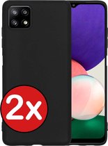 Samsung A22 Hoesje (5G versie) Siliconen Case Hoes Zwart - Samsung Galaxy 5G Hoesje Cover Hoes Siliconen - 2 PACK