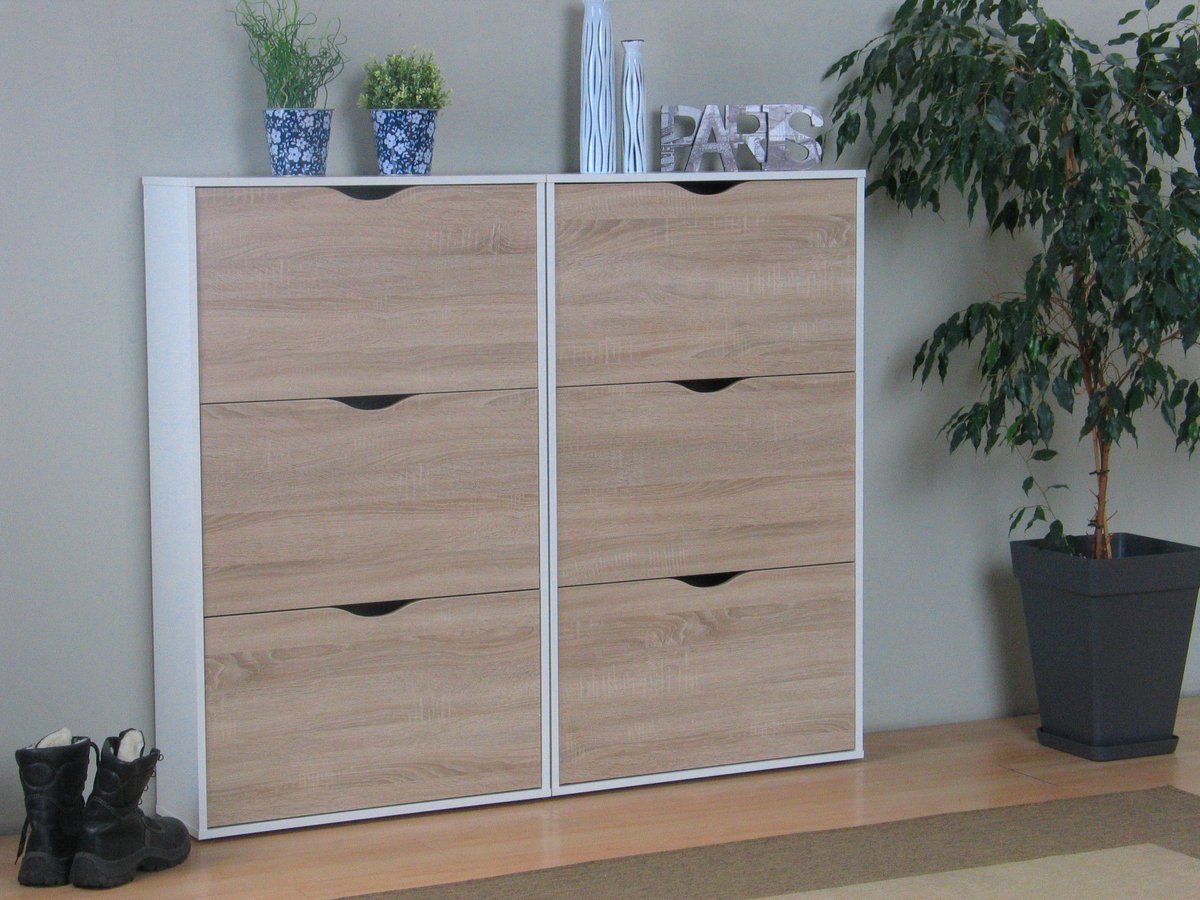 Tvilum Napoli - Schoenenkast - Met 3 lades - Set van 2 stuks - Wit/Eiken