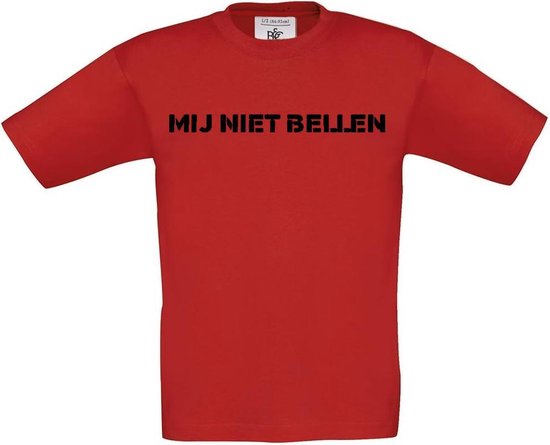 T-shirt voor kinderen met opdruk “Mij niet bellen” | Chateau Meiland | Martien Meiland | Rood T-shirt met zwarte opdruk. | Herojodeals