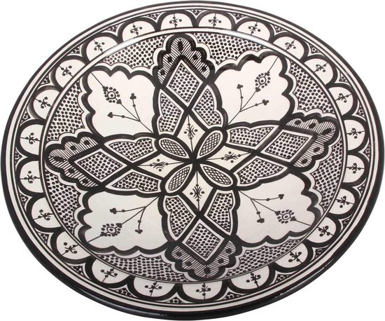 Handbeschilderde oosterse keramische schaal F038 Ø41 cm uit Marokko