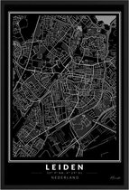 Poster Stad Leiden - A4 - 21 x 30 cm - Inclusief lijst (Zwart Aluminium)