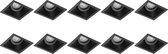 Spot Armatuur 10 Pack - Proma Zano Pro - GU10 Inbouwspot - Vierkant - Zwart - Aluminium - Kantelbaar - 93mm