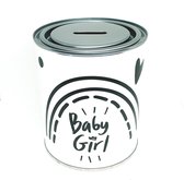 Studio Juulz Spaarpot Baby Girl  / Spaarblik / Meisje / Kraammand / Cadeau / Geboorte / Blik / 750 ml / Herbruikbaar