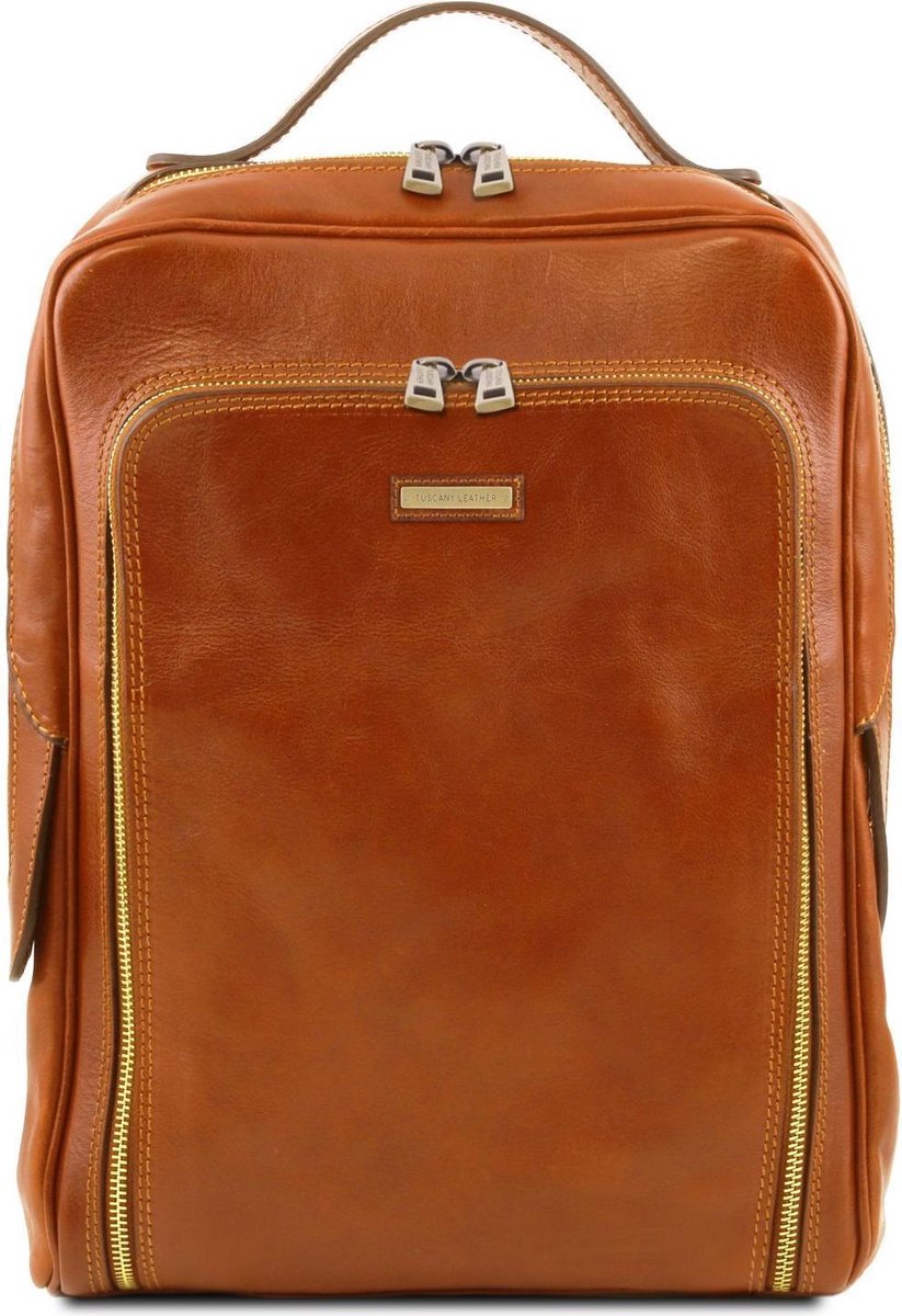 Tuscany Leather - Leren laptop rugzak 'Bangkok' - Cognac - TL141793