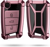 kwmobile autosleutelhoes voor VW Golf 7 MK7 3-knops autosleutel - TPU beschermhoes - sleutelcover - Transformer Sleutel design - hoogglans roségoud / zwart