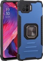 Voor OPPO A73 Fierce Warrior-serie Armor All-inclusive schokbestendig aluminium + TPU-beschermhoes met ringhouder (blauw)