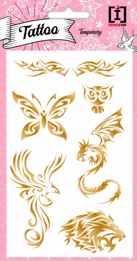 Imagicom Plaktattoos Animals 10 X 19 Cm Papier Goud 6-delig