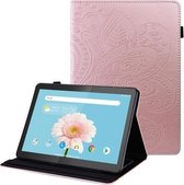 Voor Lenovo M10 X605F/X505F Peacock Tail Embossing Patroon Horizontale Flip Lederen Case met Houder & Kaartsleuven & Portemonnee & Anti-Slip Strip (Rose Goud)